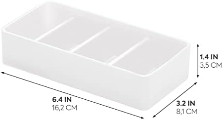 iDesign Sarah Tanno 4 Slot Silicone Cosmetic Drawer Organizer White
