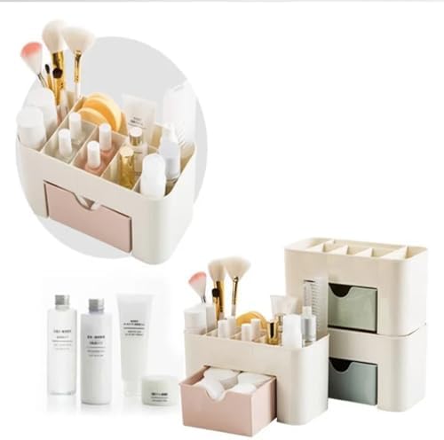 Pink Stackable Cosmetic Storage Organizer with Drawer