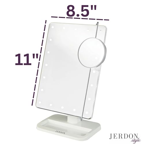 Jerdon 8x11 Lighted Vanity Mirror with 10X Magnification