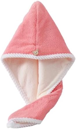 XPZKAIYUE Microfiber Hair Towel Wrap for Women and Kids Pink White