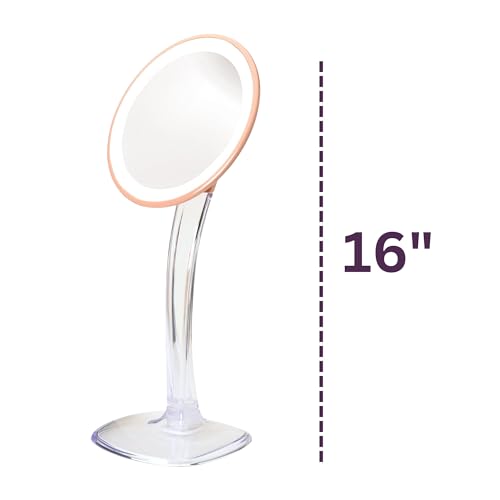 JERDON Lighted Makeup Mirror with 5X Magnification