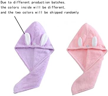 Hair Towel Wrap with Button 2 Pack Microfiber Drying Towel
