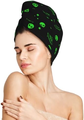Galaxy Alien Hair Towel Wrap for Men Women Curly Long Thick Hair
