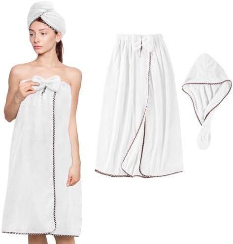 KOIKEY Adjustable Soft Microfiber Bath Towel Wrap for Women
