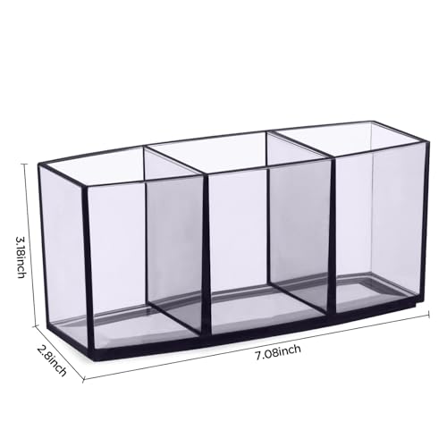 HBlife Clear Makeup Brush Holder Organizer with 3 Slots 1