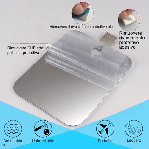 Fog Free Shower Mirror with Sticky Hook 1