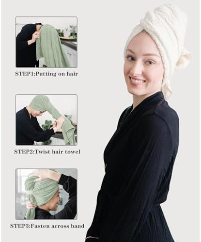 2 Packs Microfiber Hair Towels for Women - Super Absorbent Quick Dry