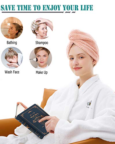 ELLEWIN 3 Pack Hair Towel Wrap with Buttons