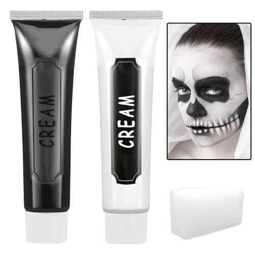 2PCS White Black Face Body Paint Kit for Halloween Costume SFX Makeup