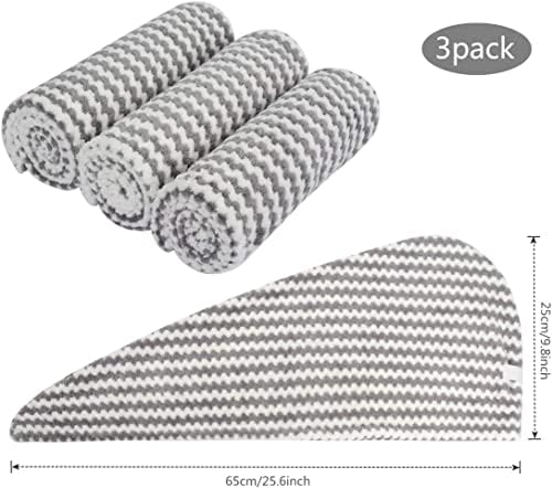VIVOTE Microfiber Hair Towel Wrap 3Pack Gray