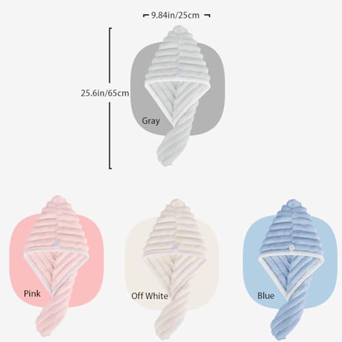 Jenmex 3-Pack Microfiber Hair Towel Wrap with Button