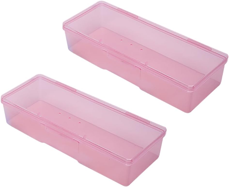 GSHLLO 2 Pcs Clear Plastic Nail Art Storage Box