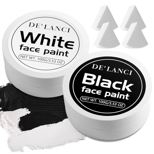 Oygcee Black White Body Paint Makeup Kit for Halloween SFX