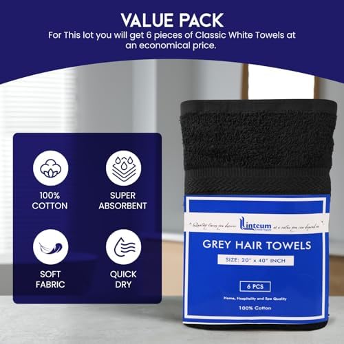 Linteum Textile Supply Hair Drying Towels 20x40 Inches Pack of 6