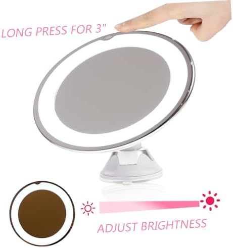 DOITOOL 10x Magnified LED Vanity Mirror with Suction
