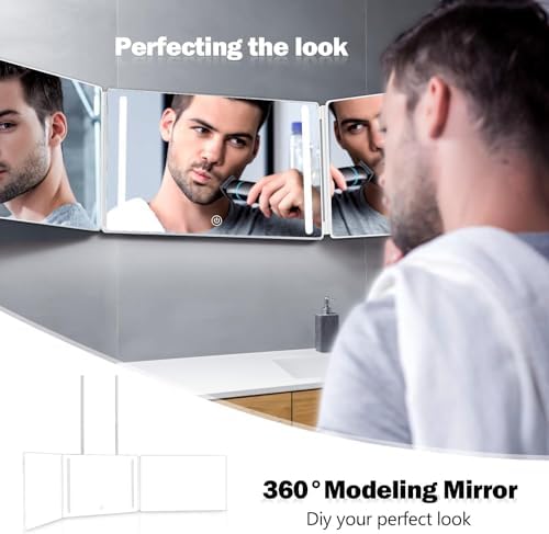 JANMPASK 3 Way Mirror with Light and Retractable Hooks
