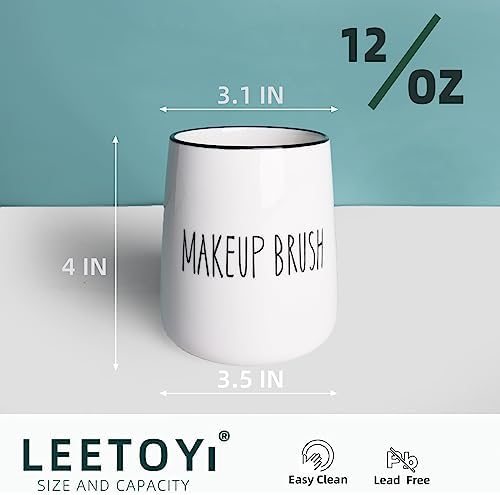 LEETOYI Ceramic Makeup Brush Holder White