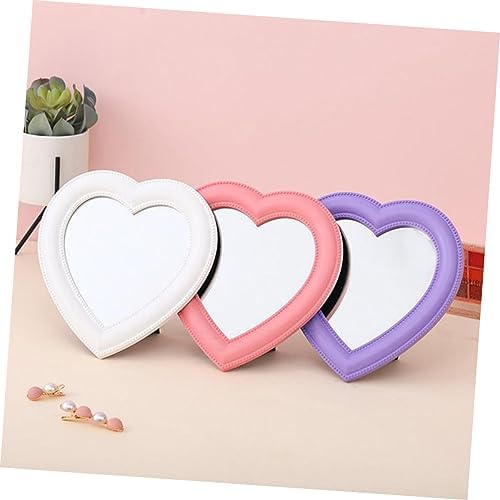 2pcs Heart-Shaped Makeup Mirrors Wall-Mounted Desktop Use