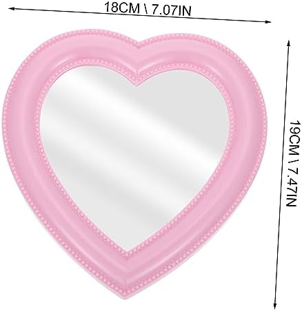 PRETYZOOM Heart Shaped Desktop Makeup Mirror Dual Use Wall Mounted