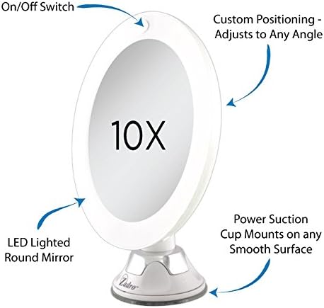 Zadro 10X Magnification LED Vanity Wall Mount Makeup Mirror White