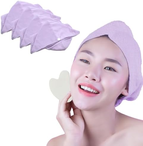 Earth I Purple Microfiber Hair Towel 4 Pack 1 Face Stone Gua Sha