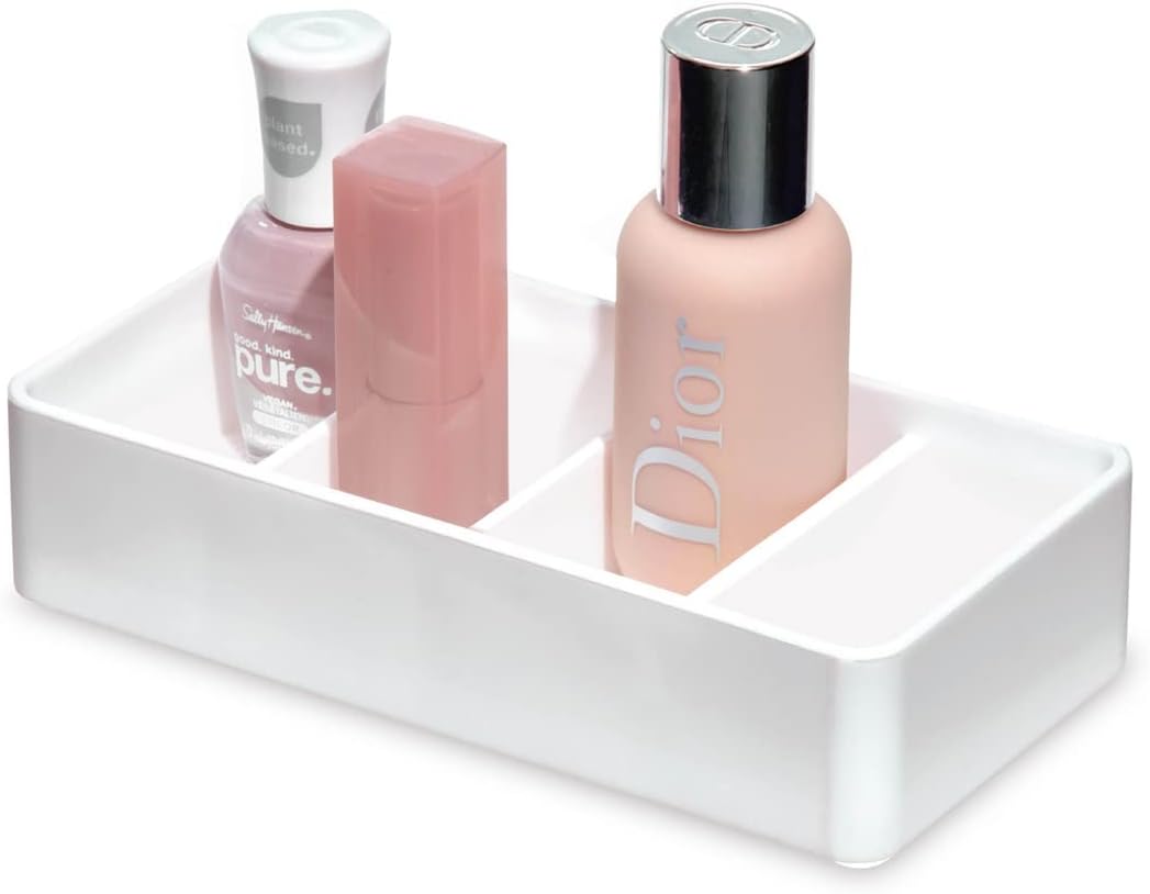 iDesign Sarah Tanno 4 Slot Silicone Cosmetic Drawer Organizer White