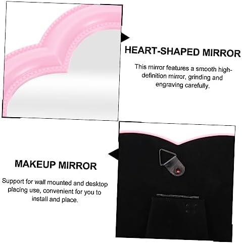 PRETYZOOM Heart Shaped Desktop Makeup Mirror Dual Use Wall Mounted