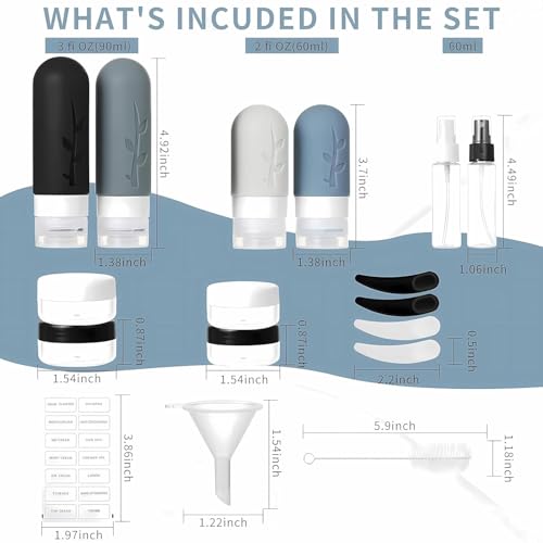 18-Pack TSA Approved Leak Proof Travel Bottles Set