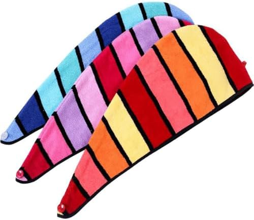 Wenlly 2 Pack Cotton Hair Drying Towel with Button