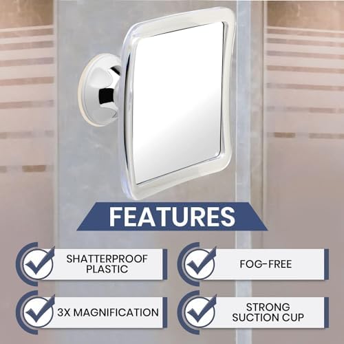 3X Magnifying Fogless Shower Mirror
