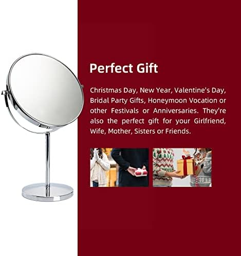 15 Tall Classic Round Magnifying Makeup Mirror with 1X10X and Swivel Stand