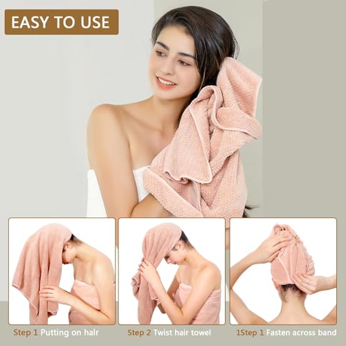 Laojbaba Microfiber Hair Towel 24X48inch Blue