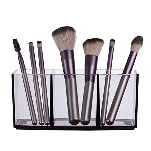 HBlife Clear Makeup Brush Holder Organizer with 3 Slots 1