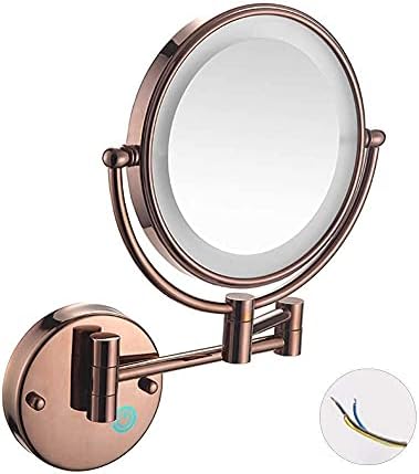 DEIHGE 8 Inch Wall Mounted Makeup Mirror with 7X Magnification Rose Gold
