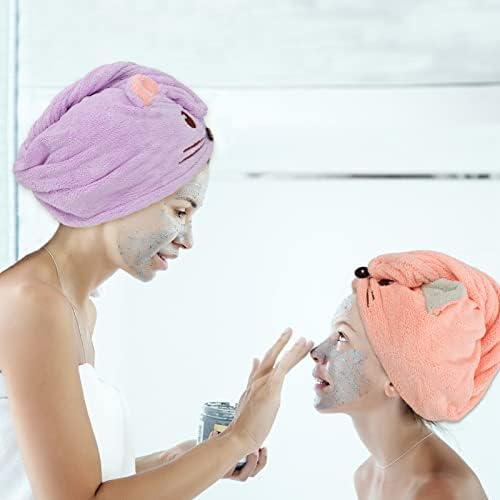 Whaline 2 Pack Quick Dry Hair Towel for Parent and Child