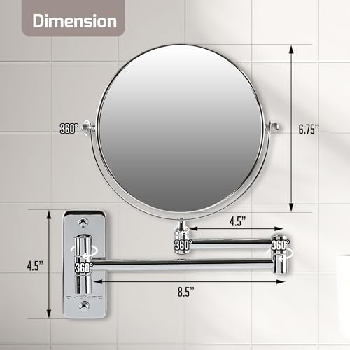 OVENTE 7 Wall Mirror with 1X10X Magnification and 360 Swivel