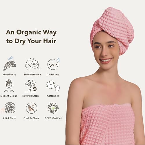 KOSMU Hair Towel - 100 Japanese Cotton Waffle Hair Wrap Turban for Women