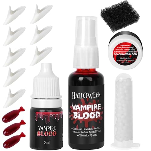 Js2U ZW Vampire Makeup Kit with Fake Teeth and Blood Effects