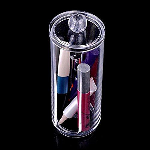 Teensery Clear Round Makeup Cotton Storage Box Organizer