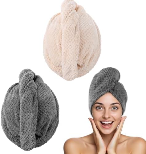 Yuomeaz 2 Pack Microfiber Hair Towel Wrap