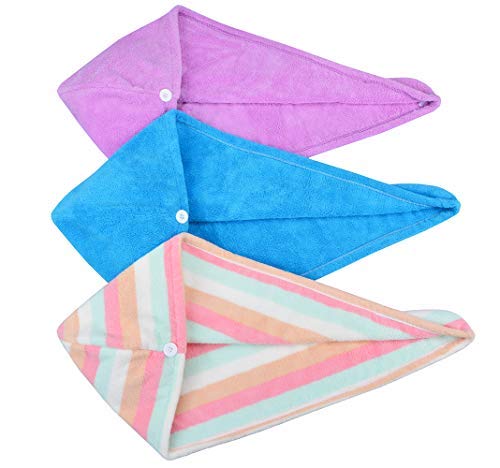 HOPESHINE Hair Drying Towel 3-Pack for Women Girls