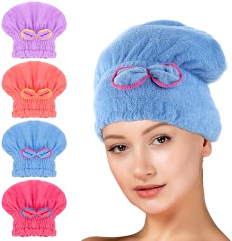 Giantree 4 Pcs Microfiber Hair Towels Ultra Absorbent and Quick-Drying