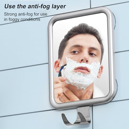Brrnoo Fogless Mirror with Suction Cups and Hooks