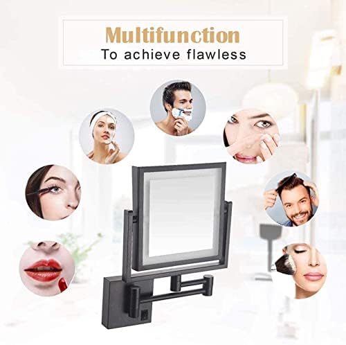 DEIHGE 8 Inch LED Wall-Mounted Makeup Mirror with 3X Magnifying