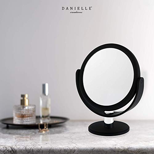 Danielle Creations Soft Touch Black Round Vanity Mirror 10X Magnification