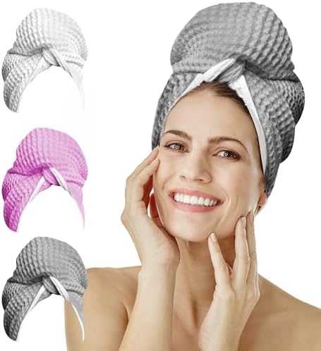 Extra Large Microfiber Hair Wrap - Quick Dry Anti-Frizz Grey