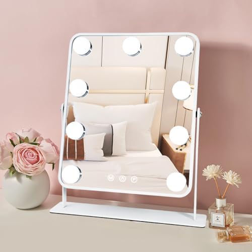 YEKKOPT Lighted Vanity Mirror with 9 LED Bulbs and 360 Rotation 1
