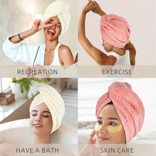 MaopaoBeauty Super Absorbent Hair Towel Wrap with Pineapple Plaid Design