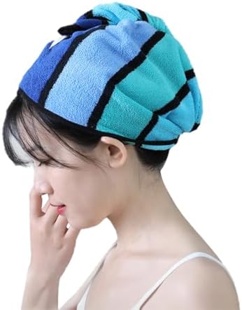 Wenlly 2 Pack Cotton Hair Drying Towel with Button