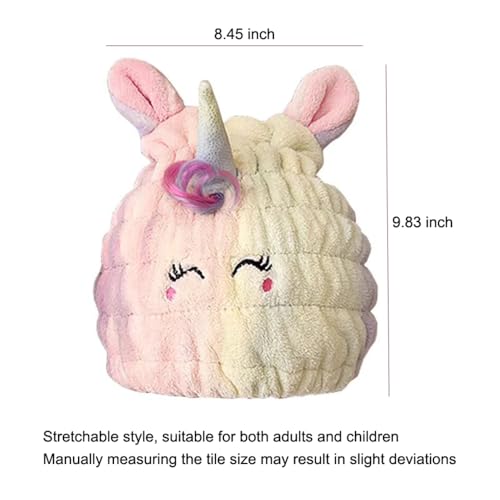 NAWPHEKI Unicorn Hair Drying Towel Cap 2Pcs